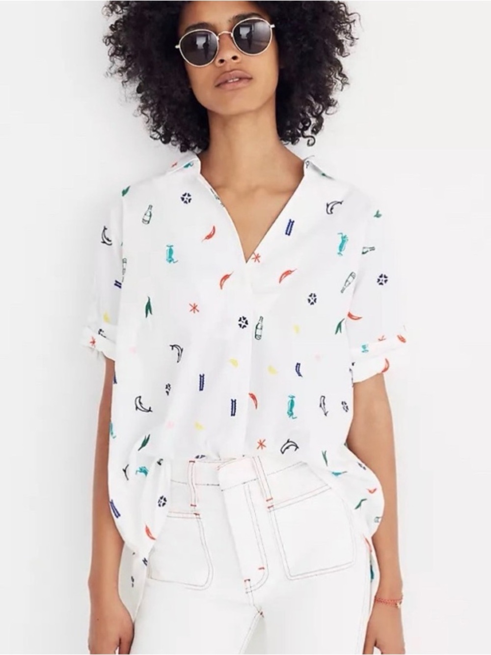 Madewell Courier Shirt with Summer Friday Embroidery
